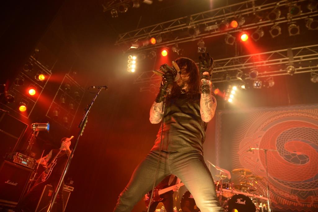 Tomi Joutsen of Amorphis onstage in Tokyo. Photo: Masayuki Noda