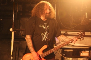 Shane Embury of Napalm Death on stage in Tokyo, 5th September 2016. Photo: Stefan Nilsson