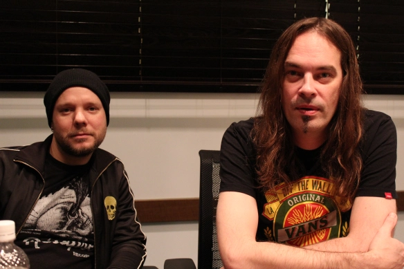 Jan Rechberger and Niclas Etelävuori of Amorphis. Photo: Stefan Nilsson