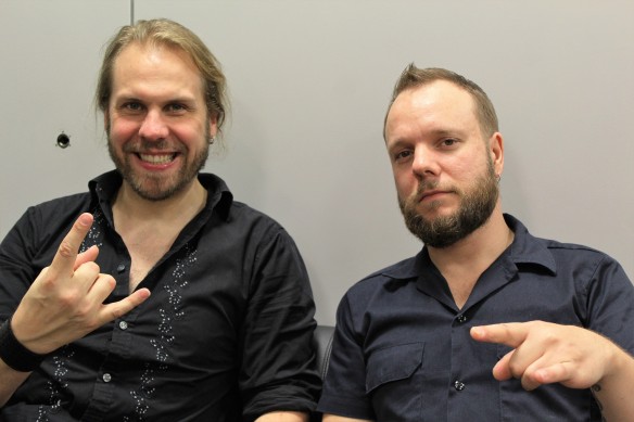 Santeri Kallio and Jan Rechberger of Amorphis backstage at Loud Park. Photo: Stefan Nilsson