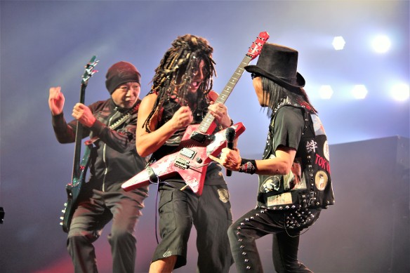 Masayoshi Yamashita, Akira Takasaki and Minoru Niihara of Loudness. Photo: Stefan Nilsson