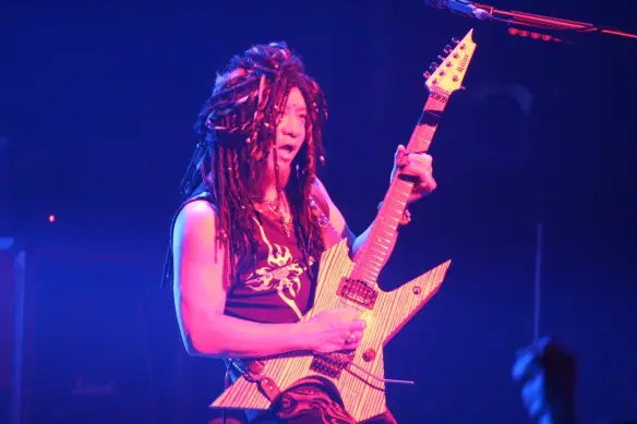 Akira Takasaki of Loudness onstage in Roppongi. Photo: Stefan Nilsson