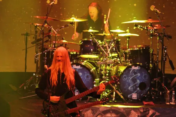 Marco Hietala and Kai Hahto of Nightwish onstage in Tokyo. Photo: Stefan Nilsson