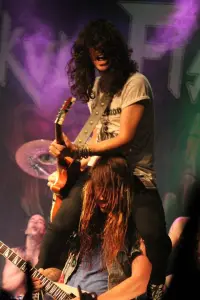 Jonny Nesta and Zach Slaughter of Skull Fist on stage in Tokyo. Photo: Stefan Nilsson