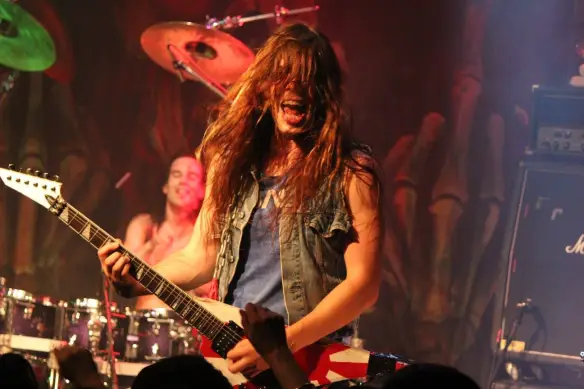 Zach Slaughter of Skull Fist on stage in Tokyo. Photo: Stefan Nilsson